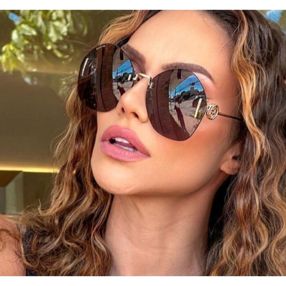 NEW Gucci GG1203S Dark Grey Rimless Sunglasses